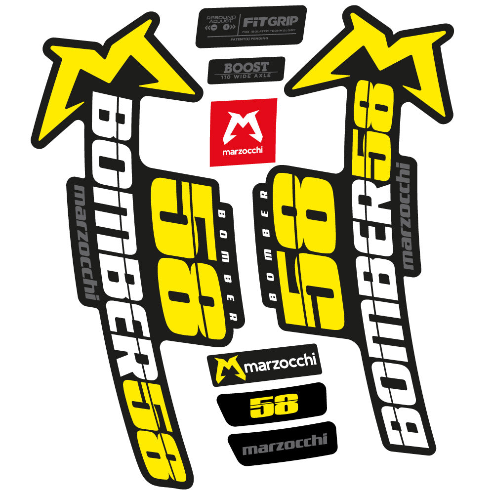 Stickers Marzocchi Bomber 58 2019-2020 compatibles - Autocollants fourche VTT