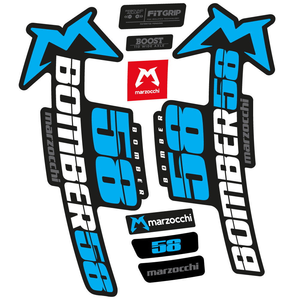 Stickers Marzocchi Bomber 58 20192020 compatibles Autocollants fourche VTT 29"