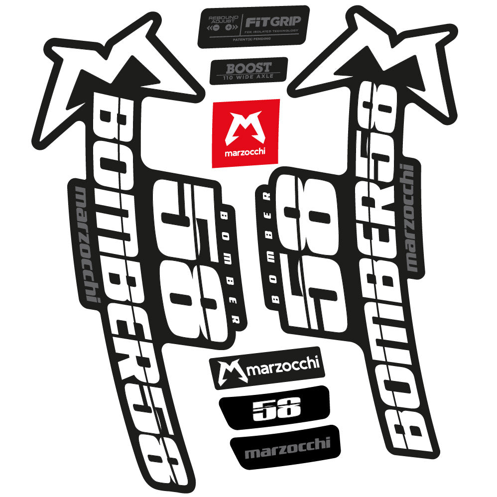 Stickers Marzocchi Bomber 58 20192020 compatibles Autocollants fourche VTT 29"