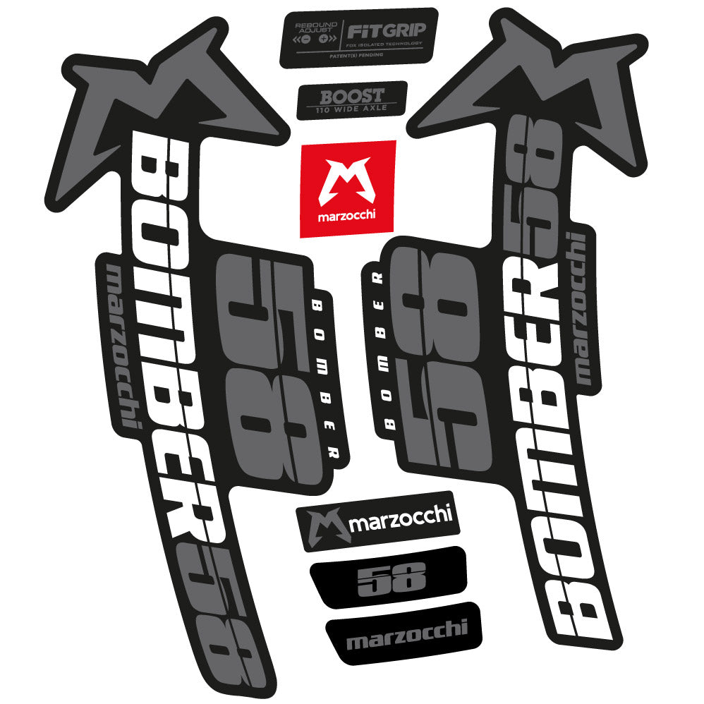 Stickers Marzocchi Bomber 58 20192020 compatibles Autocollants fourche VTT 29"