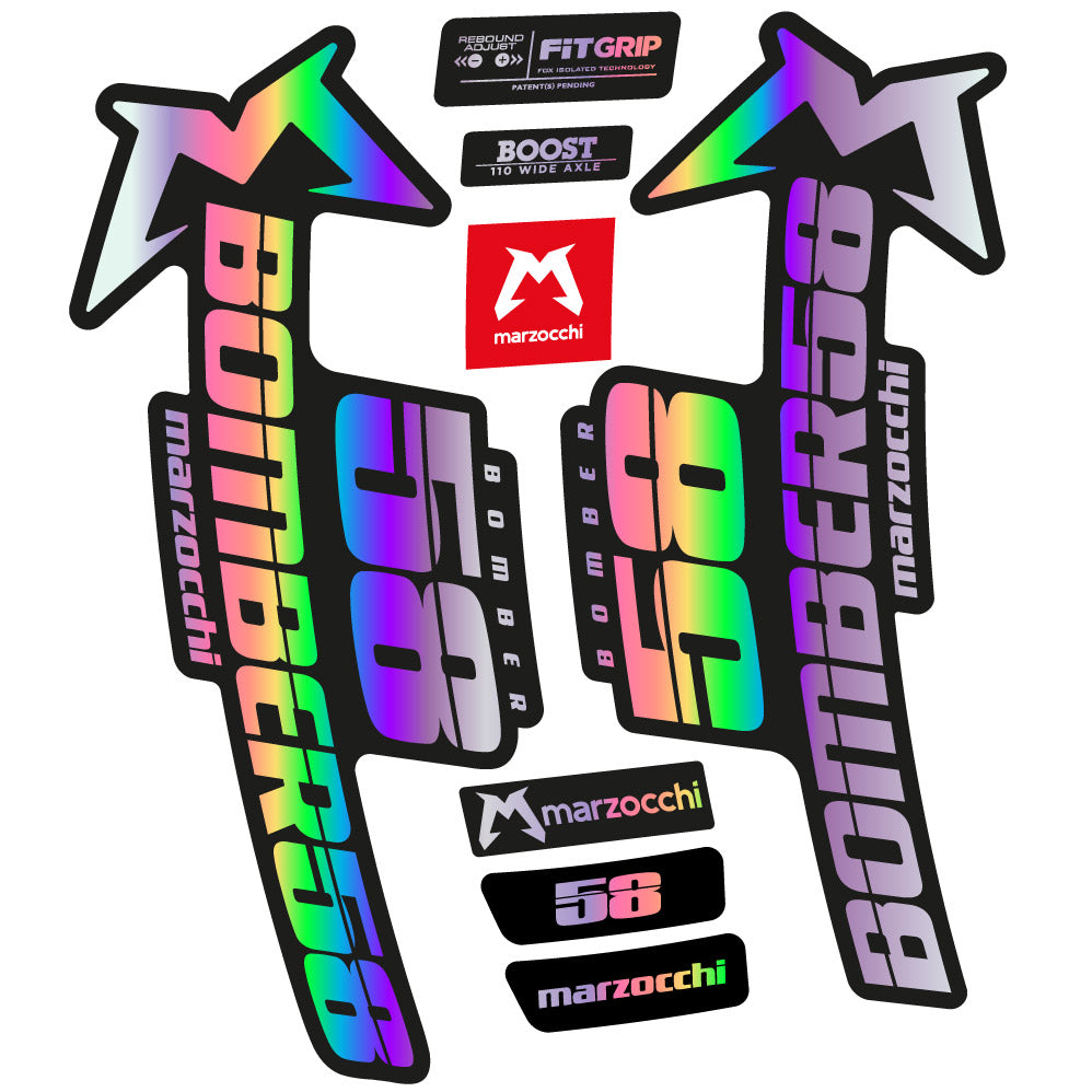 Stickers Marzocchi Bomber 58 2019-2020 compatibles - Autocollants fourche VTT
