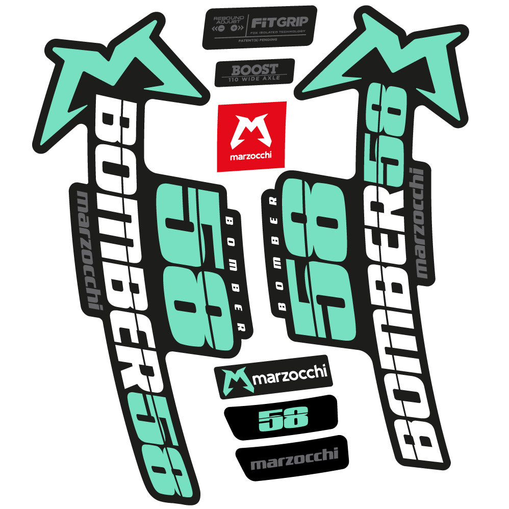 Stickers Marzocchi Bomber 58 20192020 compatibles Autocollants fourche VTT 29"