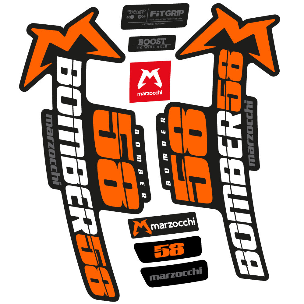 Stickers Marzocchi Bomber 58 2019-2020 compatibles - Autocollants fourche VTT