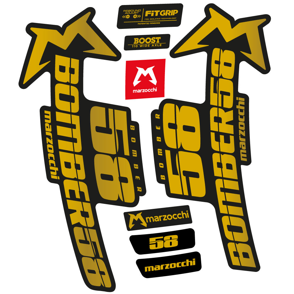 Stickers Marzocchi Bomber 58 2019-2020 compatibles - Autocollants fourche VTT