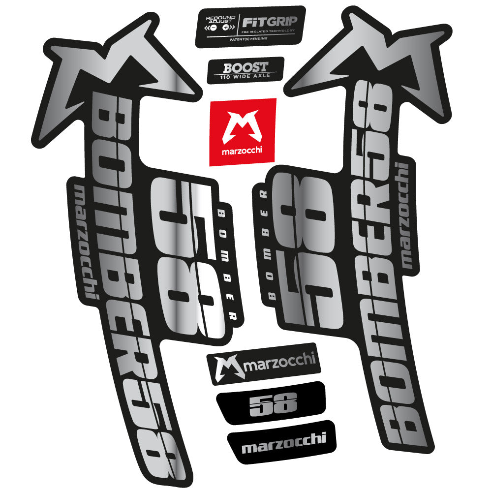 Stickers Marzocchi Bomber 58 2019-2020 compatibles - Autocollants fourche VTT