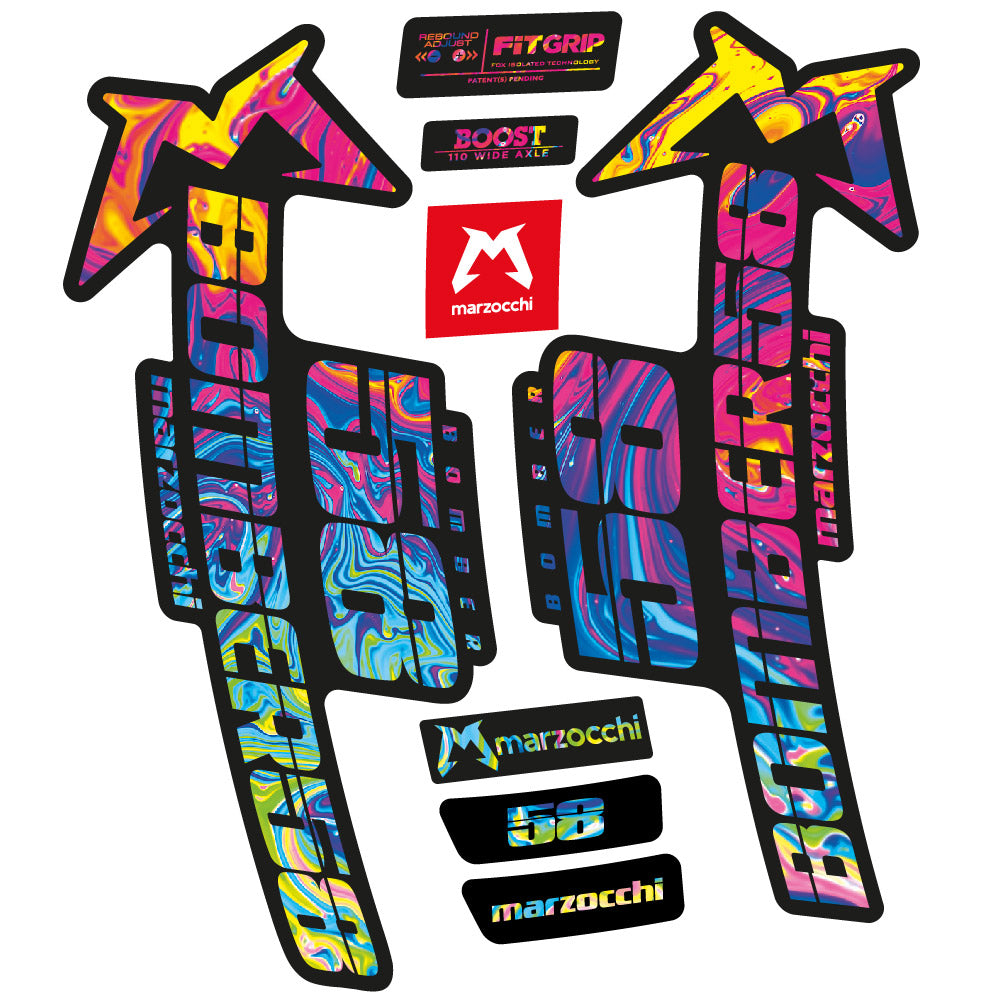 Stickers Marzocchi Bomber 58 2019-2020 compatibles - Autocollants fourche VTT