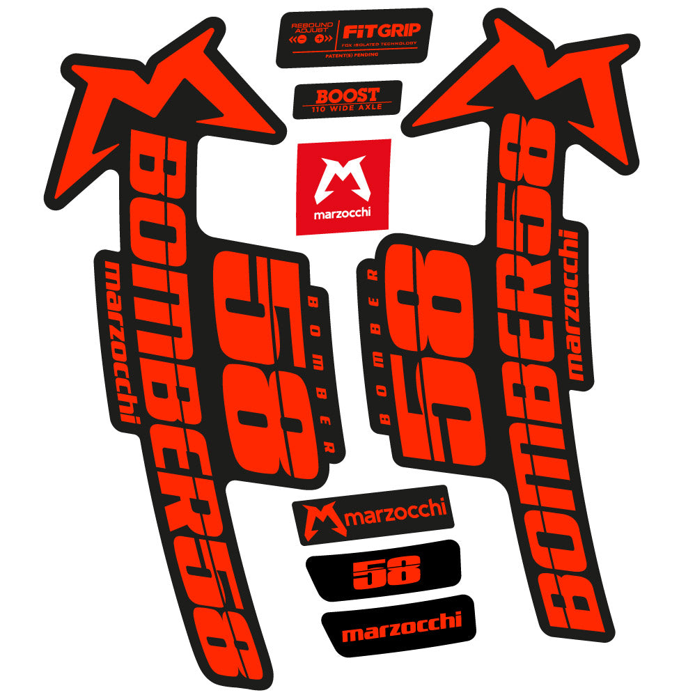 Stickers Marzocchi Bomber 58 2019-2020 compatibles - Autocollants fourche VTT