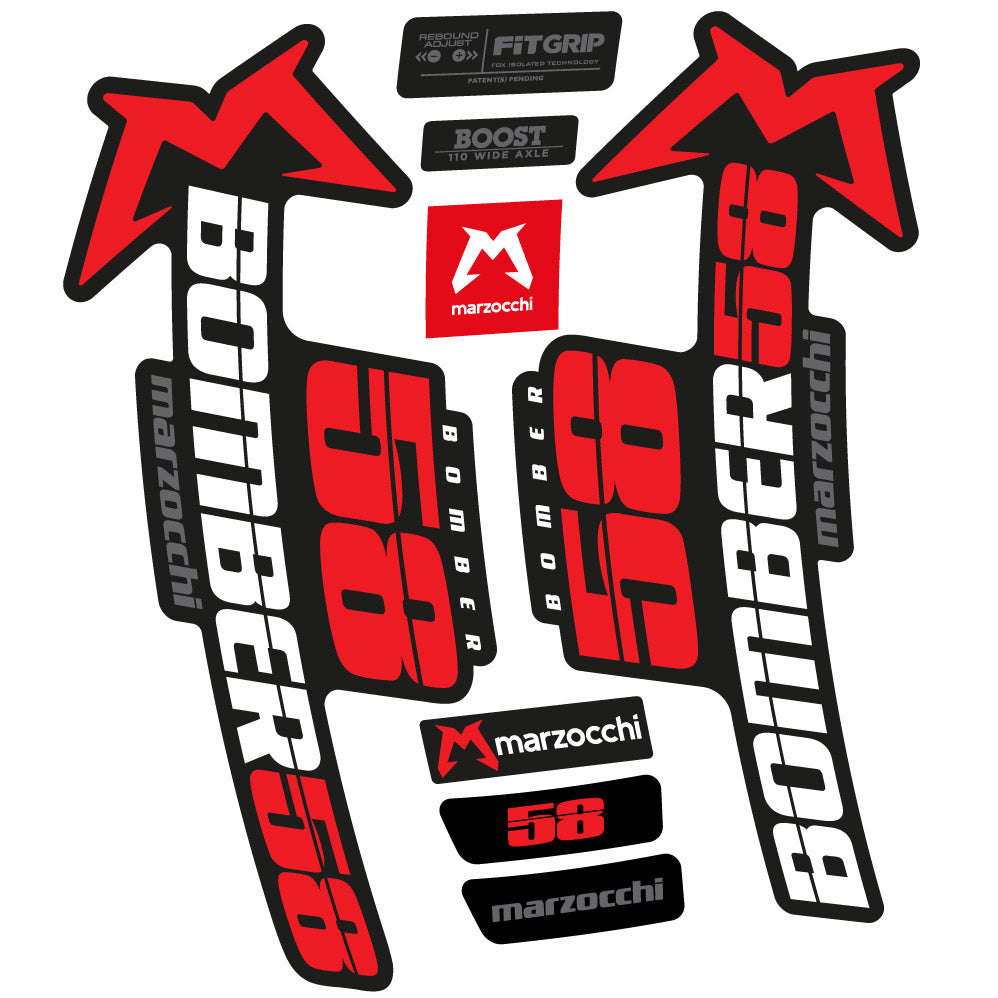 Stickers Marzocchi Bomber 58 2019-2020 compatibles - Autocollants fourche VTT