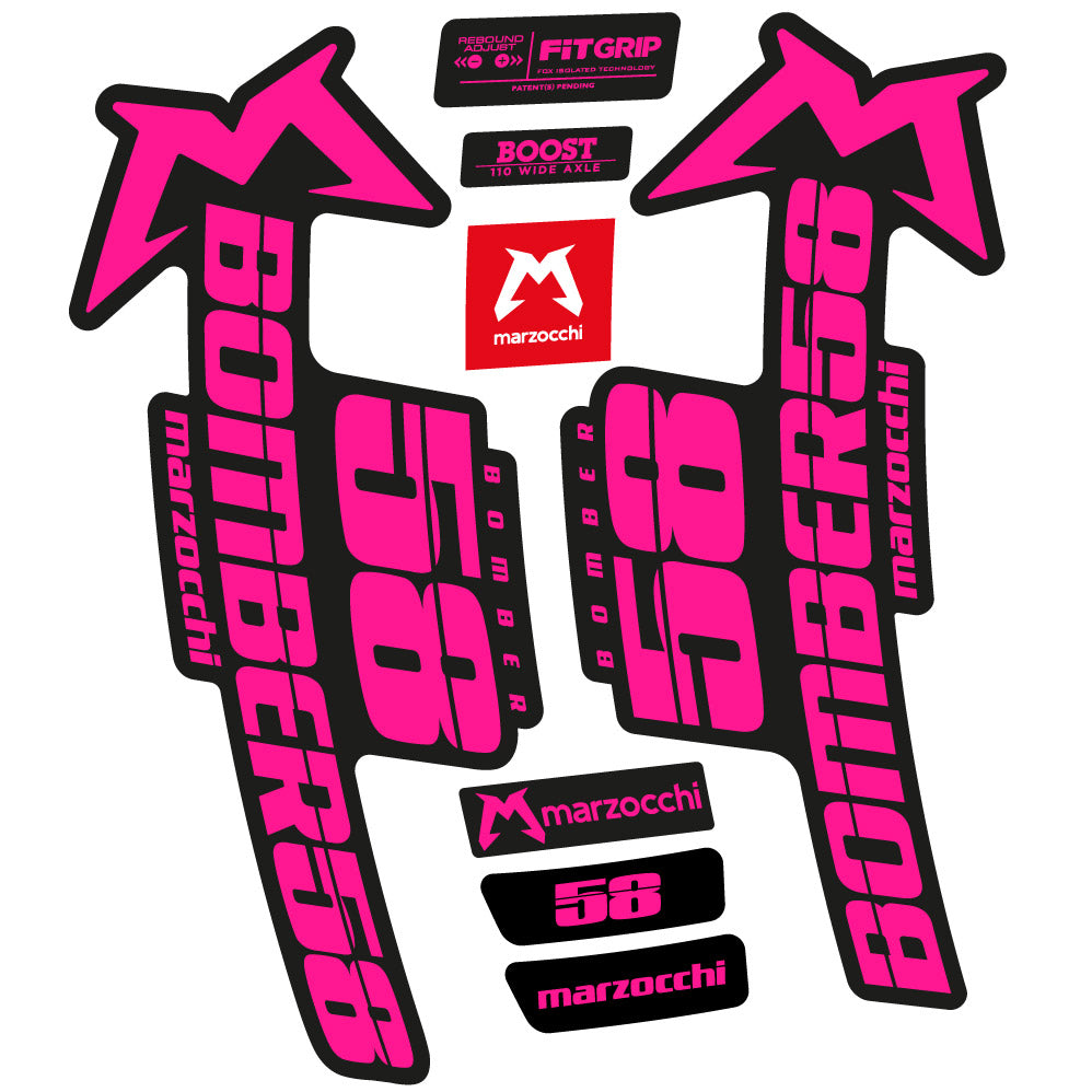 Stickers Marzocchi Bomber 58 2019-2020 compatibles - Autocollants fourche VTT