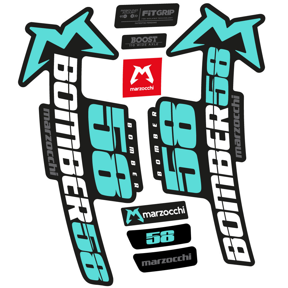 Stickers Marzocchi Bomber 58 20192020 compatibles Autocollants fourche VTT 29"