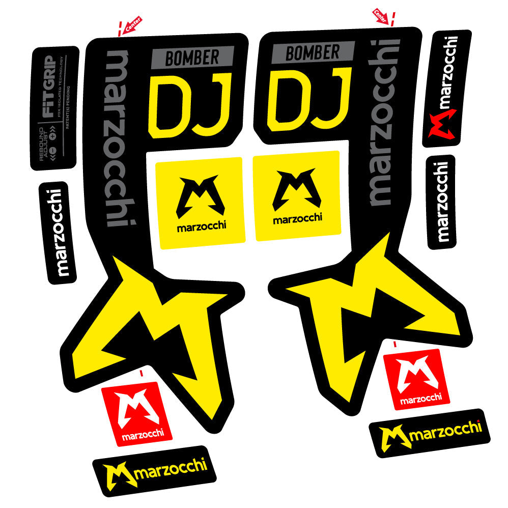 Stickers Marzocchi Bomber DJ compatibles Autocollants fourche VTT 29"