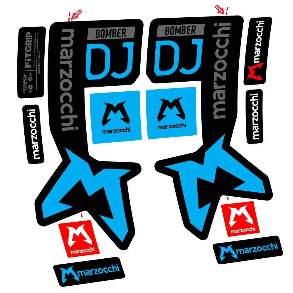 Stickers Marzocchi Bomber DJ compatibles Autocollants fourche VTT 29"