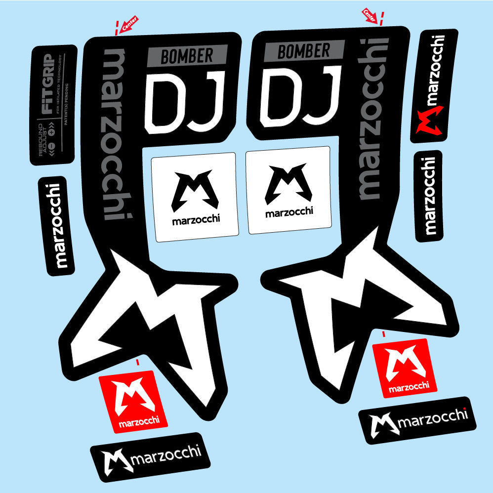 Stickers Marzocchi Bomber DJ compatibles Autocollants fourche VTT 29"