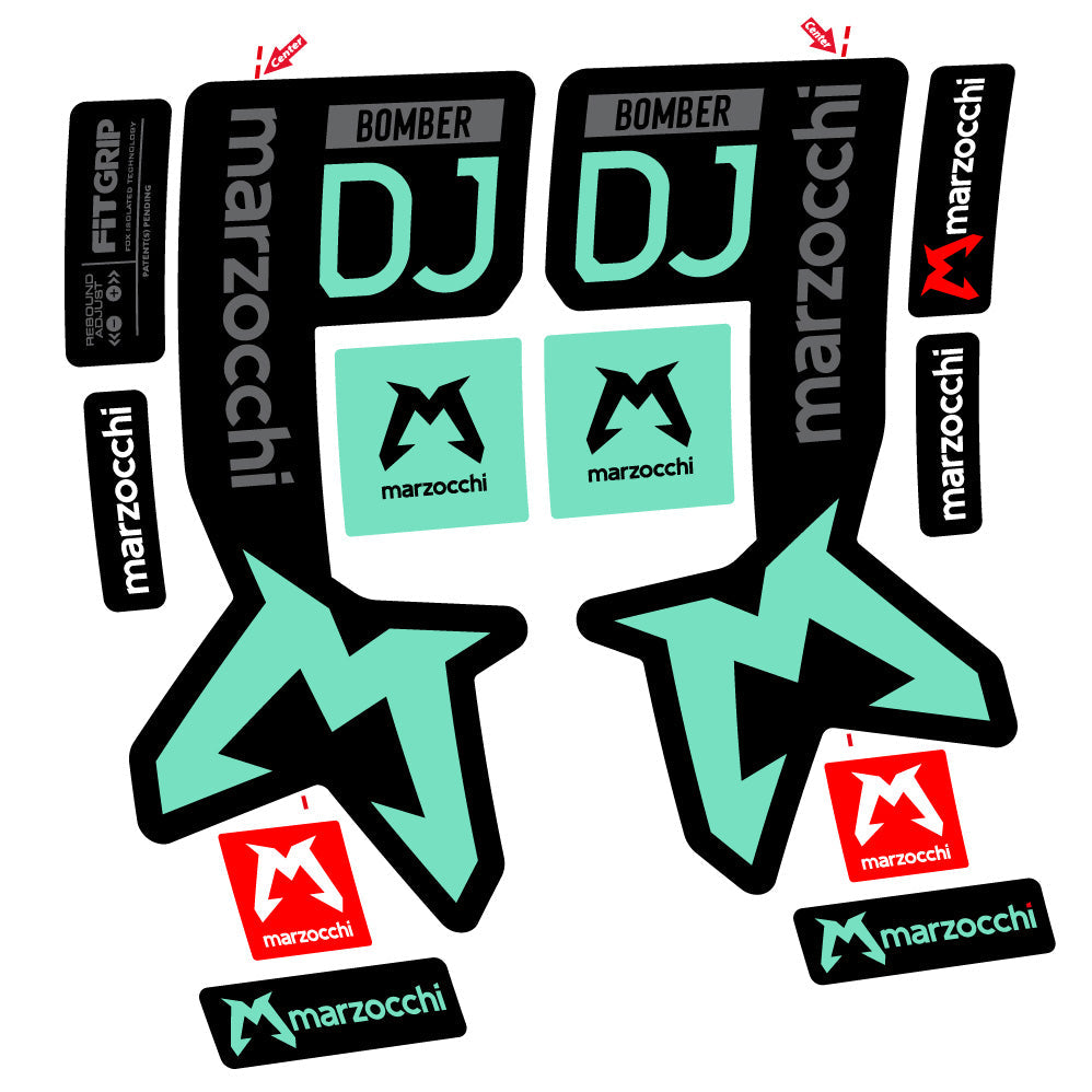 Stickers Marzocchi Bomber DJ compatibles Autocollants fourche VTT 29"