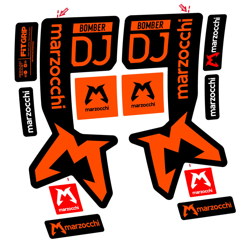 Stickers Marzocchi Bomber DJ compatibles Autocollants fourche VTT 29"