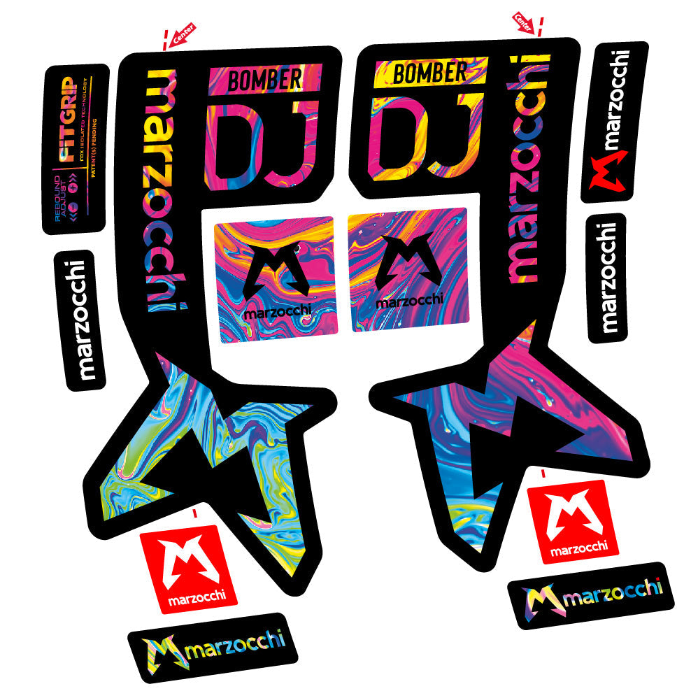 Stickers Marzocchi Bomber DJ compatibles Autocollants fourche VTT 29"