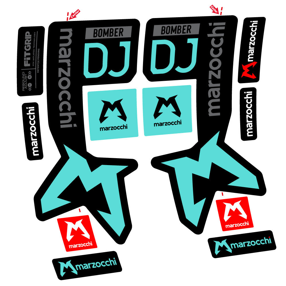 Stickers Marzocchi Bomber DJ compatibles Autocollants fourche VTT 29"