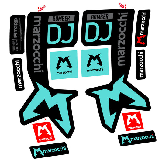 Stickers Marzocchi Bomber DJ compatibles Autocollants fourche VTT 29"