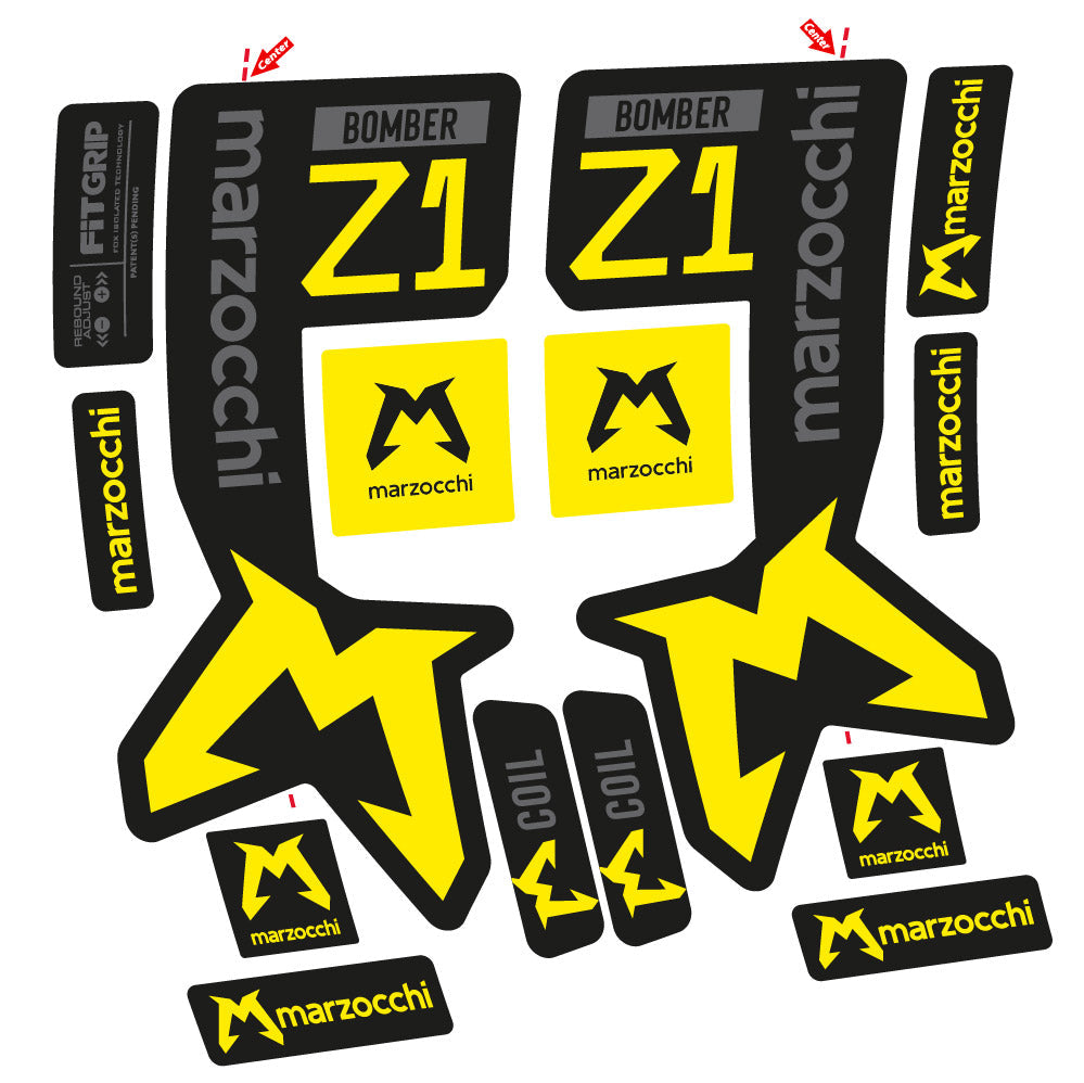 Stickers Marzocchi Bomber Z1 Mod 2 compatibles - Autocollants fourche VTT