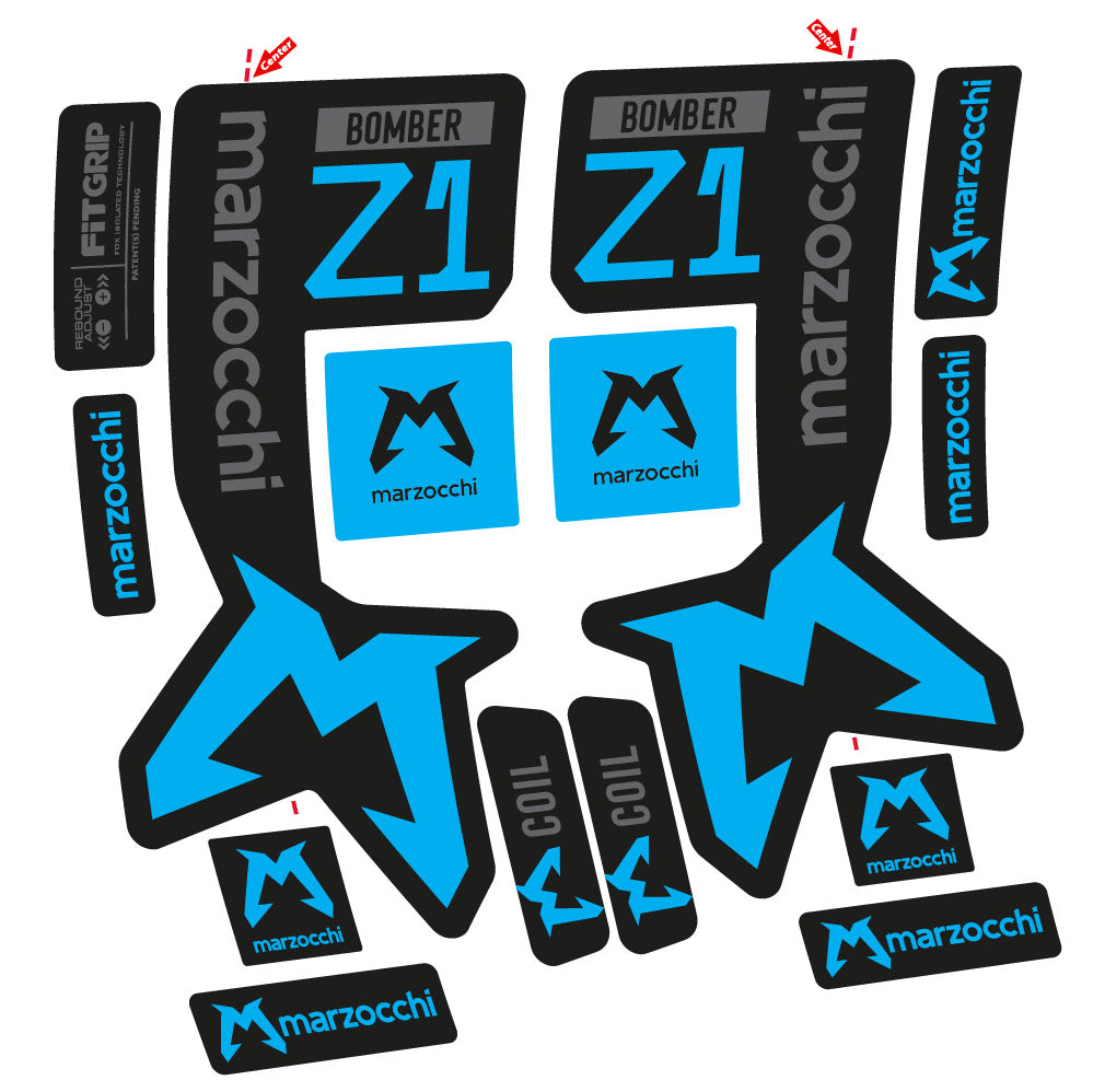 Stickers Marzocchi Bomber Z1 compatibles Autocollants fourche VTT 29"