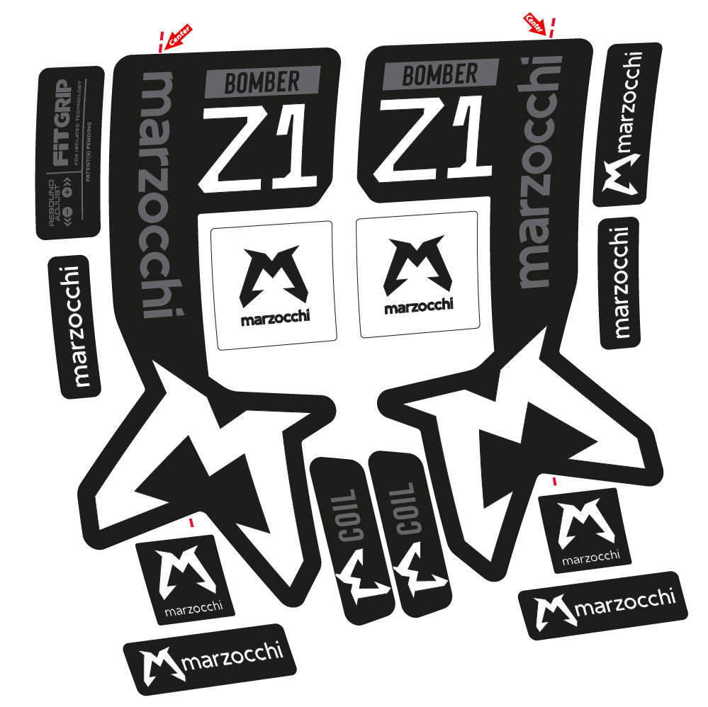 Stickers Marzocchi Bomber Z1 Mod 2 compatibles - Autocollants fourche VTT
