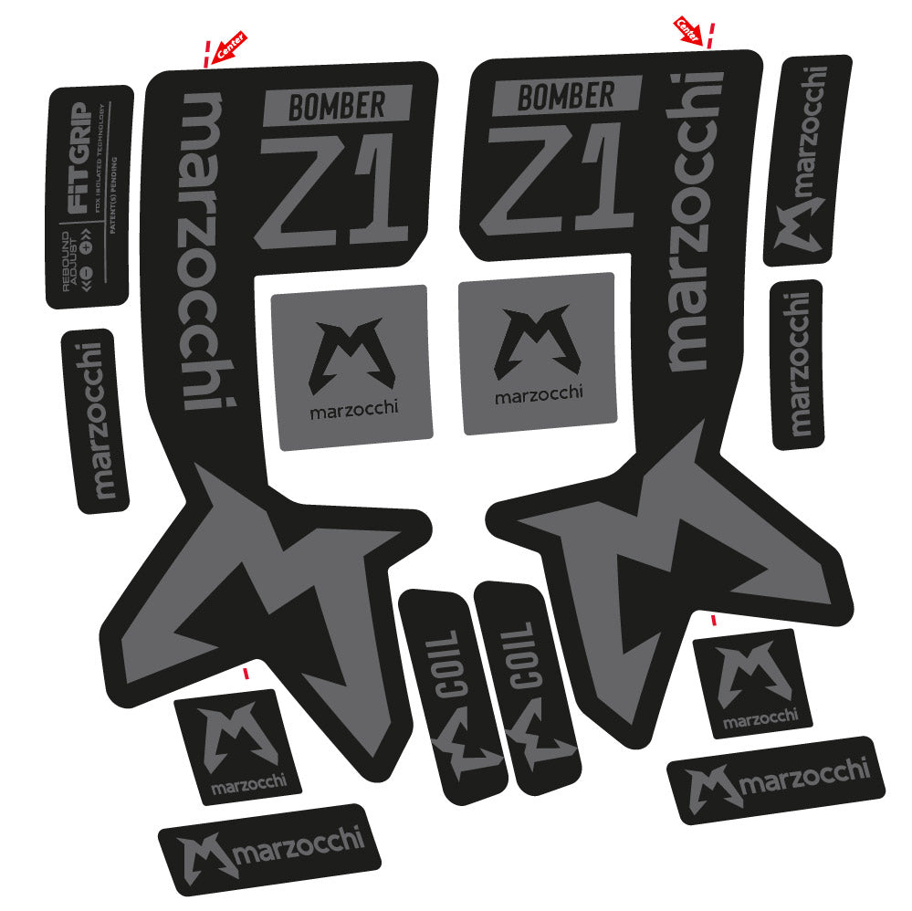 Stickers Marzocchi Bomber Z1 Mod 2 compatibles - Autocollants fourche VTT