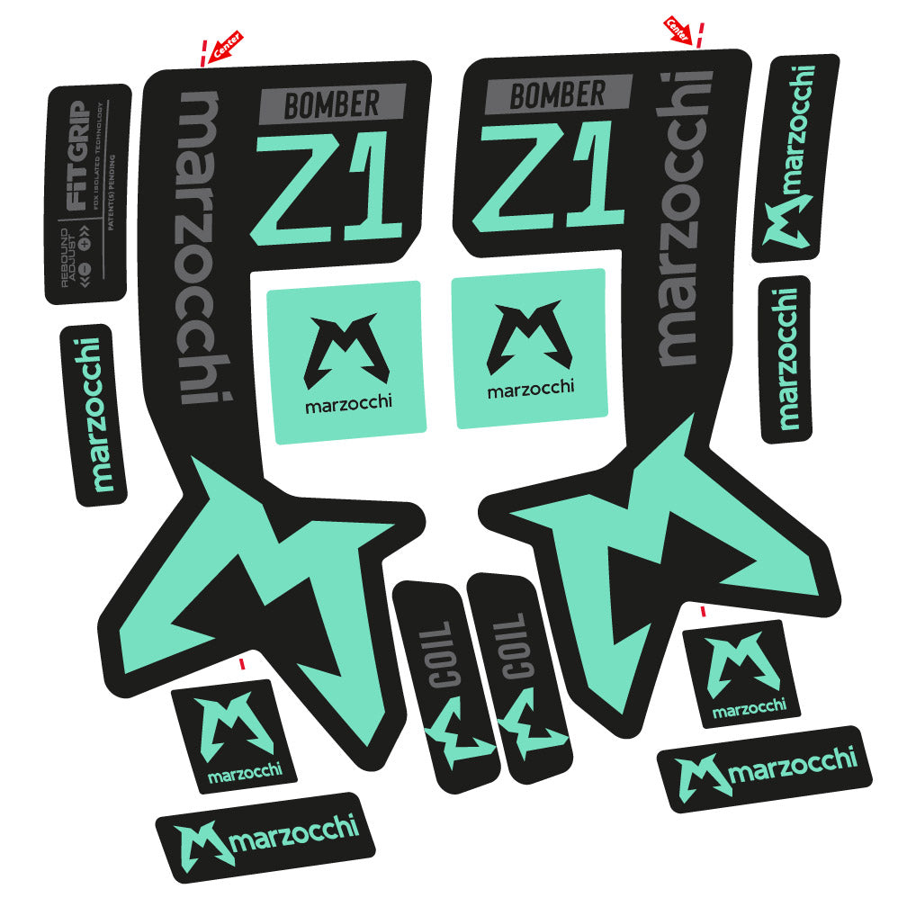 Stickers Marzocchi Bomber Z1 compatibles Autocollants fourche VTT 29"