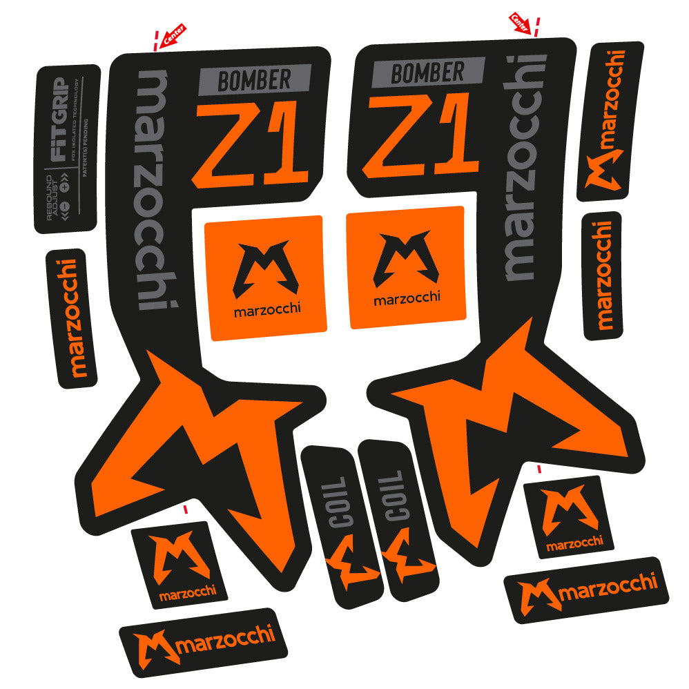 Stickers Marzocchi Bomber Z1 compatibles Autocollants fourche VTT 29"