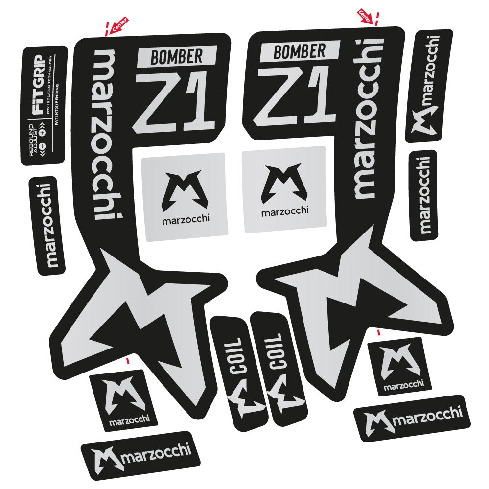 Stickers Marzocchi Bomber Z1 compatibles Autocollants fourche VTT 29"