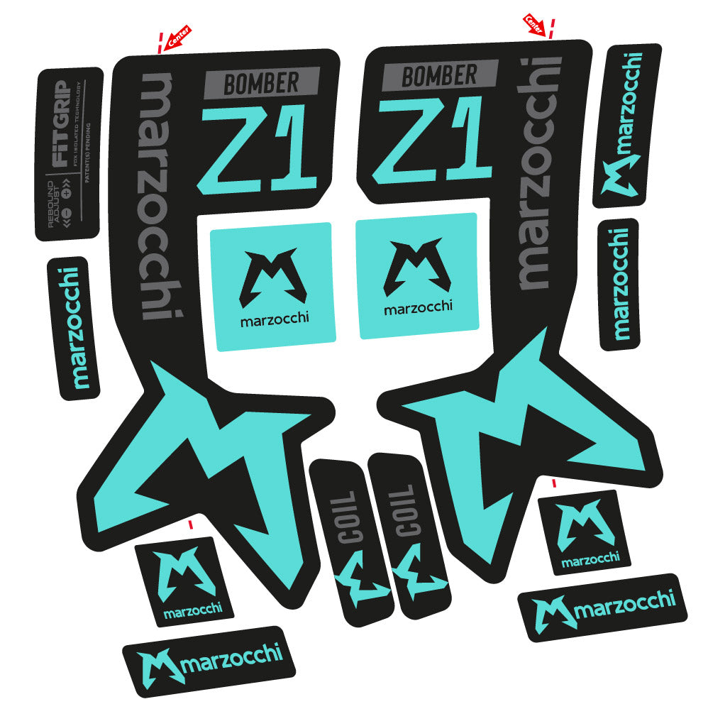 Stickers Marzocchi Bomber Z1 Mod 2 compatibles - Autocollants fourche VTT