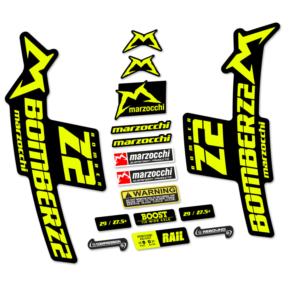 Stickers Marzocchi Bomber Z2 compatibles - Autocollants fourche VTT