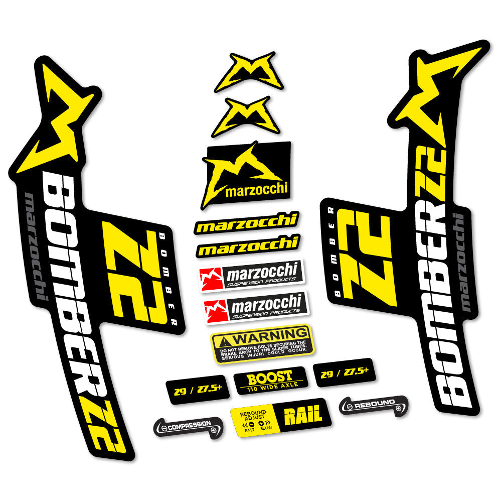 Stickers Marzocchi Bomber Z2 compatibles - Autocollants fourche VTT
