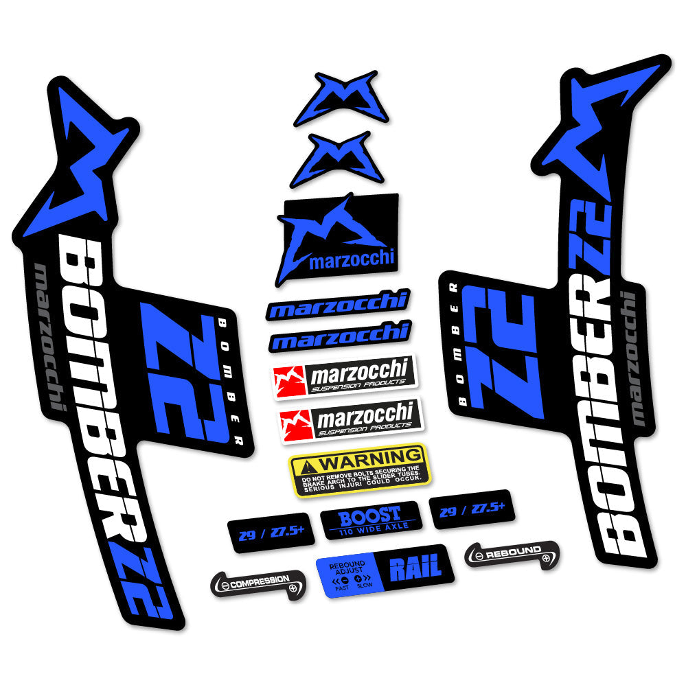 Stickers Marzocchi Bomber Z2 compatibles - Autocollants fourche VTT