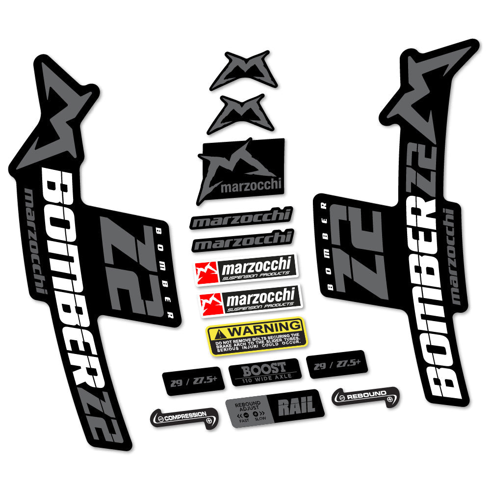 Stickers Marzocchi Bomber Z2 compatibles Autocollants fourche VTT 29"