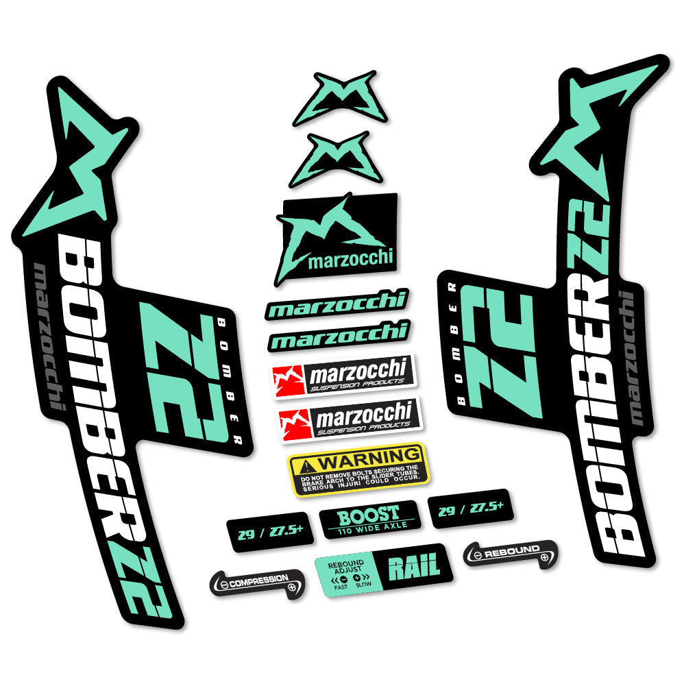 Stickers Marzocchi Bomber Z2 compatibles Autocollants fourche VTT 29"