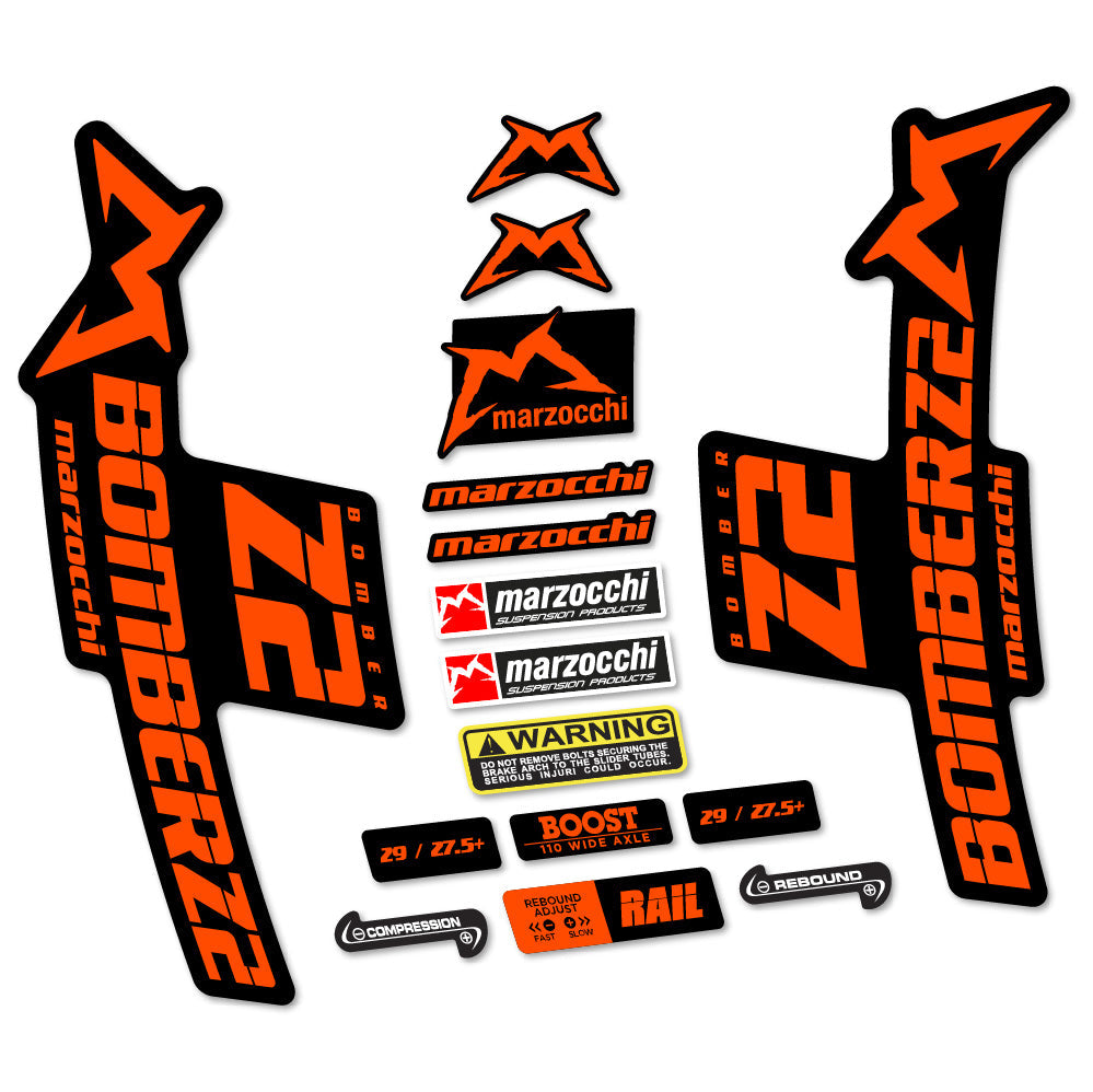 Stickers Marzocchi Bomber Z2 compatibles Autocollants fourche VTT 29"