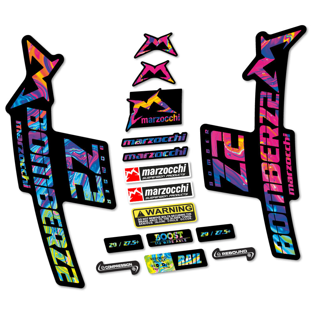 Stickers Marzocchi Bomber Z2 compatibles - Autocollants fourche VTT