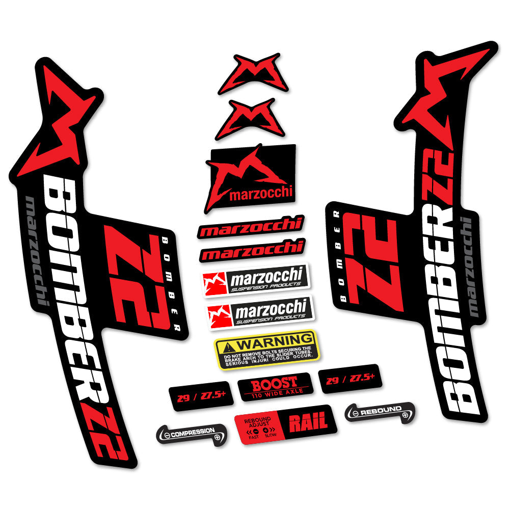 Stickers Marzocchi Bomber Z2 compatibles Autocollants fourche VTT 29"