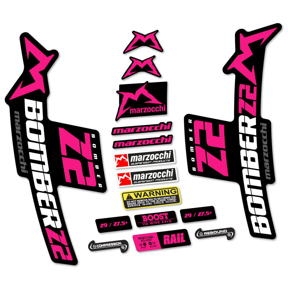 Stickers Marzocchi Bomber Z2 compatibles Autocollants fourche VTT 29"