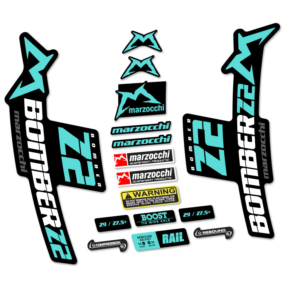 Stickers Marzocchi Bomber Z2 compatibles - Autocollants fourche VTT