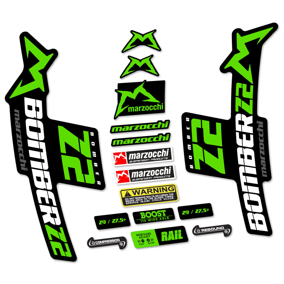 Stickers Marzocchi Bomber Z2 compatibles - Autocollants fourche VTT
