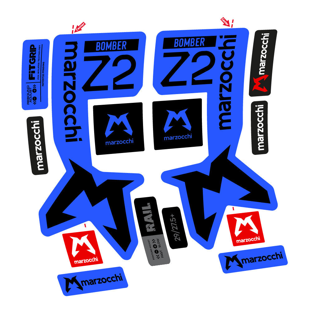 Stickers Marzocchi Bomber Z2 compatibles Autocollants fourche VTT 29"