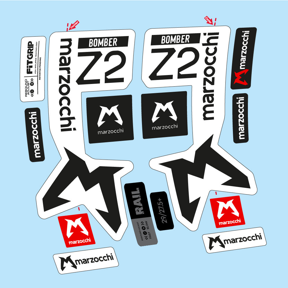 Stickers Marzocchi Bomber Z2 compatibles Autocollants fourche VTT 29"