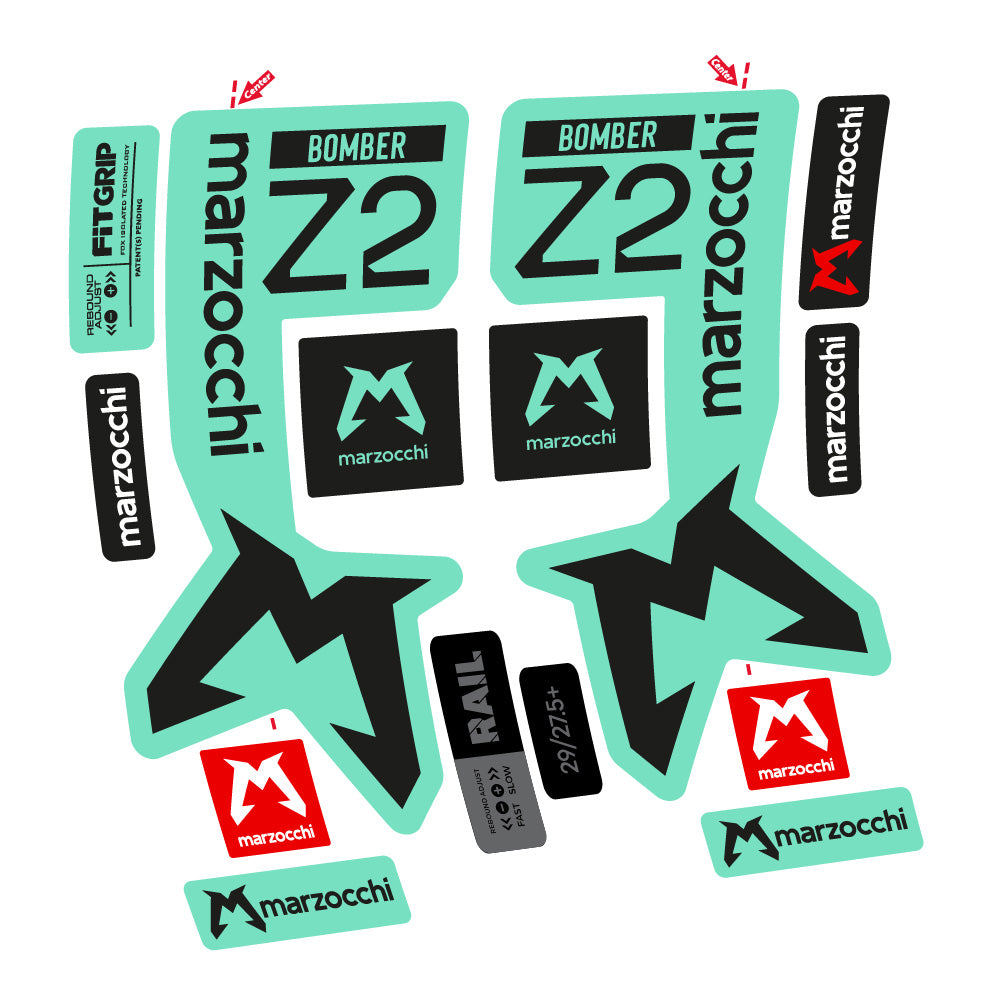 Stickers Marzocchi Bomber Z2 compatibles Autocollants fourche VTT 29"