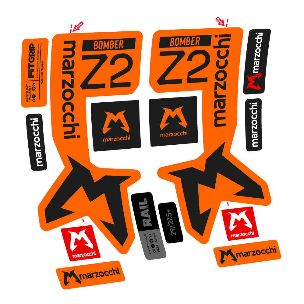 Stickers Marzocchi Bomber Z2 compatibles Autocollants fourche VTT 29"