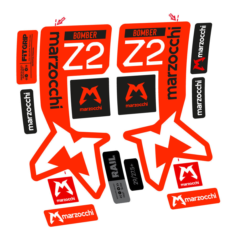 Stickers Marzocchi Bomber Z2 compatibles Autocollants fourche VTT 29"