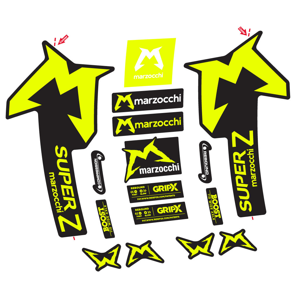 Stickers Marzocchi Super Z compatibles - Autocollants fourche VTT