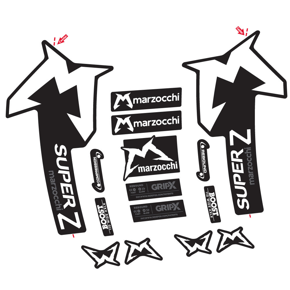 Stickers Marzocchi Super Z compatibles - Autocollants fourche VTT