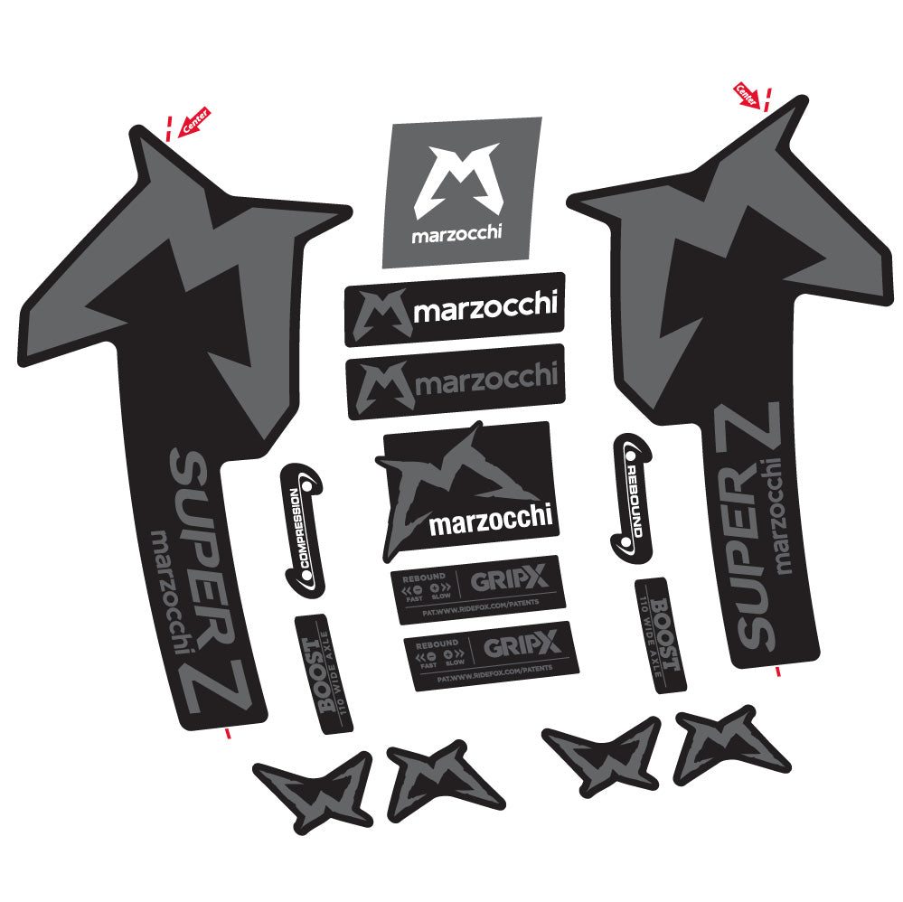 Stickers Marzocchi Super Z compatibles - Autocollants fourche VTT