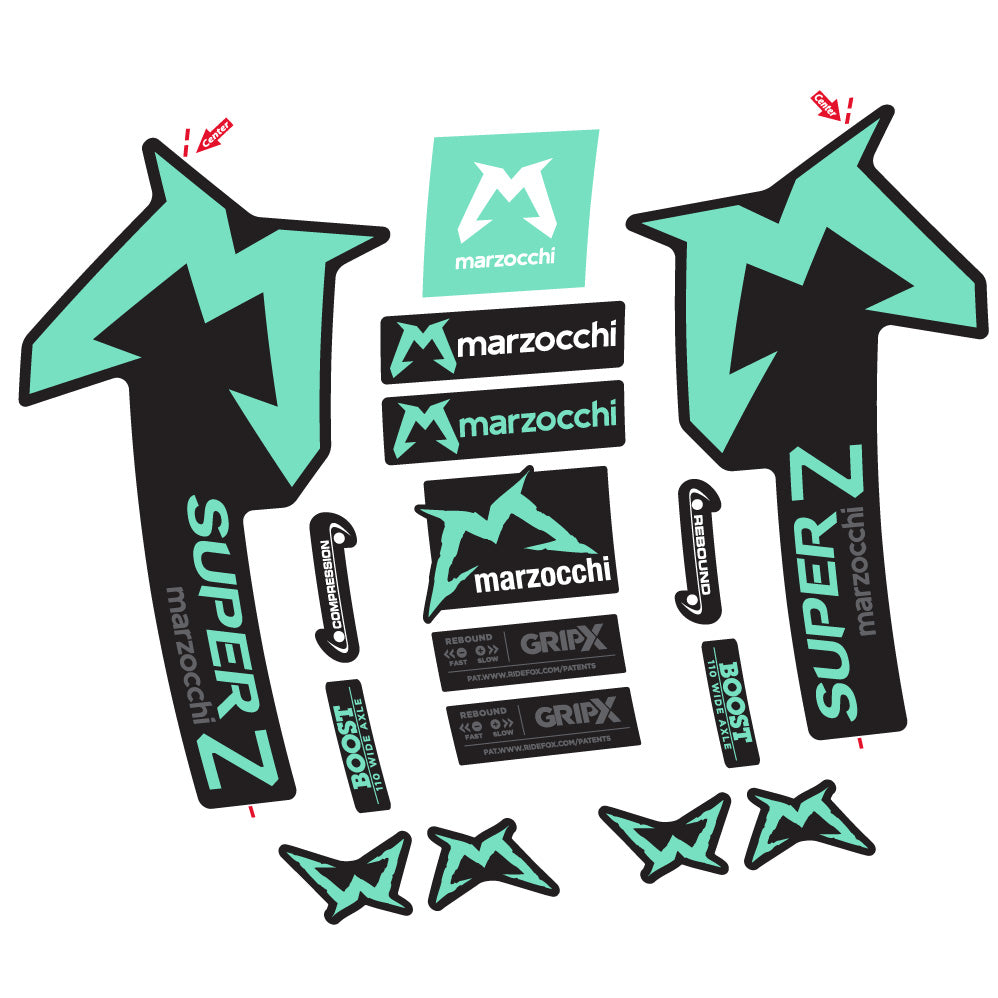 Stickers Marzocchi Super Z compatibles - Autocollants fourche VTT